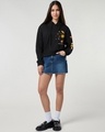 Shop Women's Black Cosmic Culture Graphic Printed Oversized Crop Hoodies