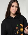 Shop Women's Black Cosmic Culture Graphic Printed Oversized Crop Hoodies
