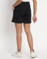 Shop Women's Black Cosmic Vibes Typography Relaxed Fit Shorts-Full