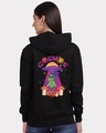 Shop Women's Black Cosmos Graphic Printed Hoodie-Front