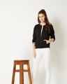 Shop Women's Black Cotton Jersey Jacket