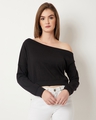 Shop Women's Black Cotton Jersey Sweatshirt-Front