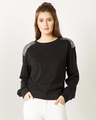 Shop Women's Black Cotton Jersey Sweatshirt-Front