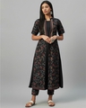 Shop Women's Black Crepe Foil Printed A-Line Kurta-Design