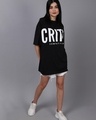 Shop Women's Black Critic Typography Oversized T-shirt