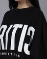 Shop Women's Black Critic Typography Oversized T-shirt