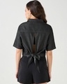 Shop Women's Black Crop Shirt-Front