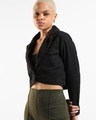 Shop Women's Black Cropped Jacket-Front