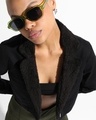Shop Women's Black Cropped Jacket-Full