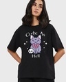 Shop Women's Black Cute as Hell Graphic Printed Oversized T-shirt-Front