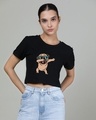 Shop Women's Black Dabbing Pug Graphic Printed Short Top-Front