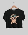 Shop Women's Black Dabbing Pug Graphic Printed Short Top-Design