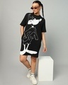 Shop Women's Black Daffy Graphic Printed Oversized Dress-Full