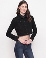Shop Women's Black Denim Cropped Jacket-Design