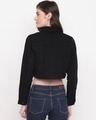 Shop Women's Black Denim Cropped Jacket-Full