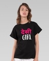 Shop Women's Black Desi Girl Typography Boyfriend T-shirt-Front