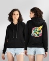 Shop Women's Black Disco Ball Peace Graphic Printed Hoodie-Front