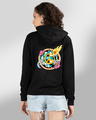 Shop Women's Black Disco Ball Peace Graphic Printed Hoodie-Design