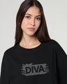 Shop Women's Black Diva Typography Oversized T-shirt