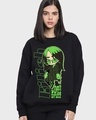 Shop Women's Black Don't Smile Billie Graphic Printed Oversized Sweatshirt-Front