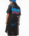 Shop Women's Black Donald Duck Graphic Printed Oversized Plus Size T-Shirt Dress-Front