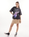 Shop Women's Black Dumbo Dreams Graphic Printed Oversized Acid Wash T-shirt