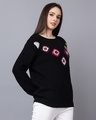 Shop Women's Black Embroidered Loose Fit Crochet Top-Design
