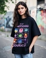 Shop Women's Black Emotional Journey Graphic Printed Oversized T-shirt-Front