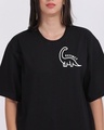 Shop Women's Black Extinct Graphic Printed Oversized T-shirt-Full