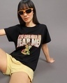 Shop Women's Black Fear Me Graphic Printed Boyfriend T-shirt-Front