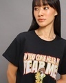 Shop Women's Black Fear Me Graphic Printed Boyfriend T-shirt