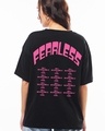 Shop Women's Black Fearless Minion Typography Oversized T-shirt-Front