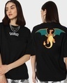 Shop Women's Black Fire Legend Graphic Printed Oversized T-shirt-Front
