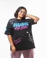 Shop Women's Black Quckin With Flair Graphic Printed Oversized Plus Size T-shirt-Front