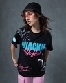 Shop Women's Black Donald Duck Graphic Printed Oversized T-shirt-Front