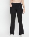 Shop Women's Black Flared Activewear Casual Pants-Front