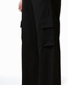 Shop Women's Black Flared Cargo Track Pants