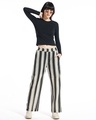 Shop Women's Black & Grey Flared Relaxed Fit Pants-Full