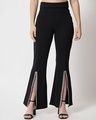 Shop Women's Black Flared Trousers-Front