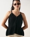 Shop Women's Black Flat Knit Short Top-Front