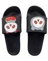 Shop Women's Black Flat Panda Slippers & Flip Flops-Front
