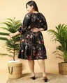 Shop Women's Black Floral Printed Plus Size Dress-Design