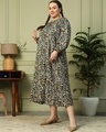 Shop Women's Black Floral Printed Plus Size Flared Maxi Dress-Design