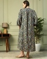 Shop Women's Black Floral Printed Plus Size Flared Maxi Dress-Full