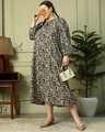 Shop Women's Black Floral Printed Plus Size Flared Maxi Dress