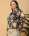 Shop Women's Black Floral Printed Plus Size Shirt-Design