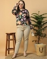 Shop Women's Black Floral Printed Plus Size Shirt