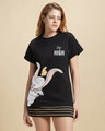 Shop Women's Black Fly High Graphic Printed Boyfriend T-shirt-Front