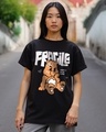 Shop Women's Black Fragile Graphic Printed Boyfriend T-shirt-Front