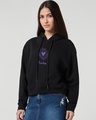 Shop Women's Black Free Soul Graphic Printed Oversized Crop Hoodies